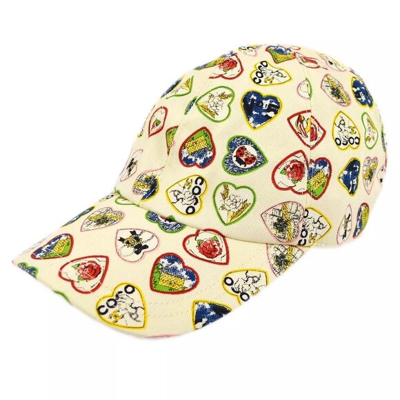 Chanel Ivory Canvas Valentine Cap Hat Small Good - Picture 2 of 12